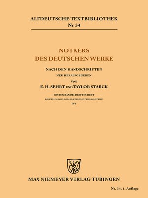 cover image of Notkers des Deutschen Werke